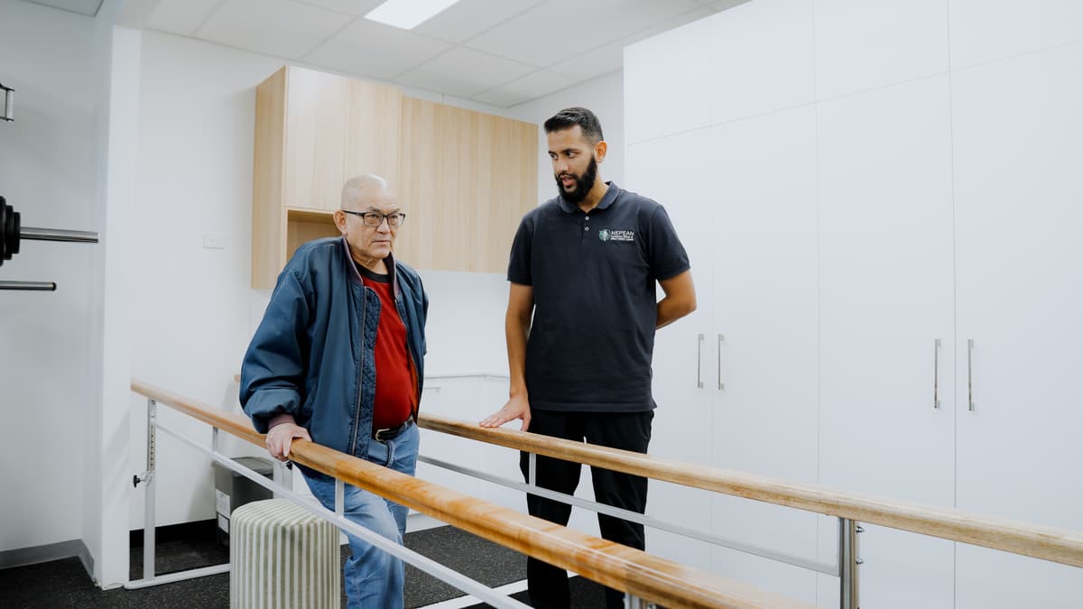 Parallel bars training for rehabilitation at Nepean Advanced Rehab