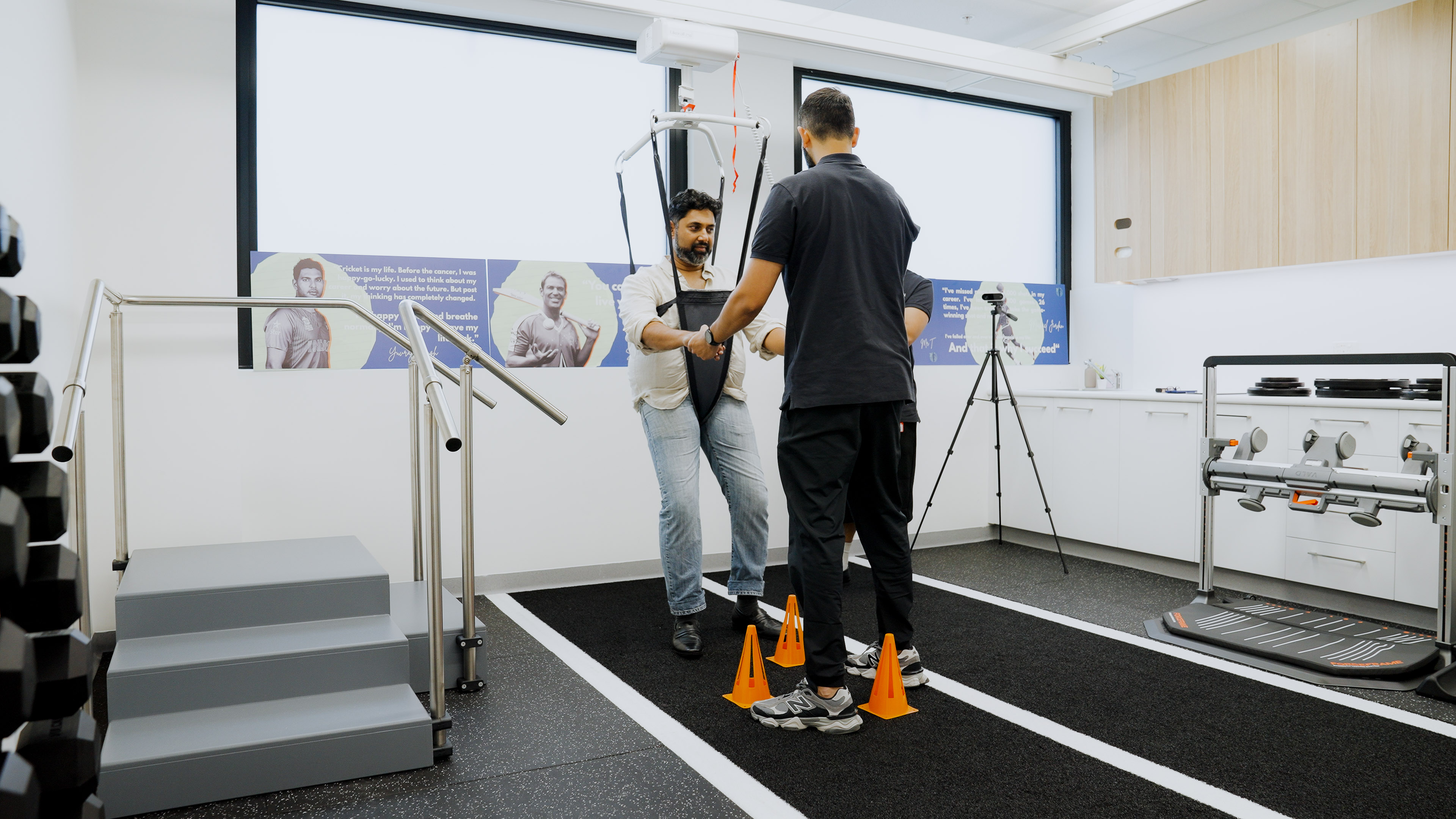 Gait training with overhead harness support at Nepean Advanced Rehab
