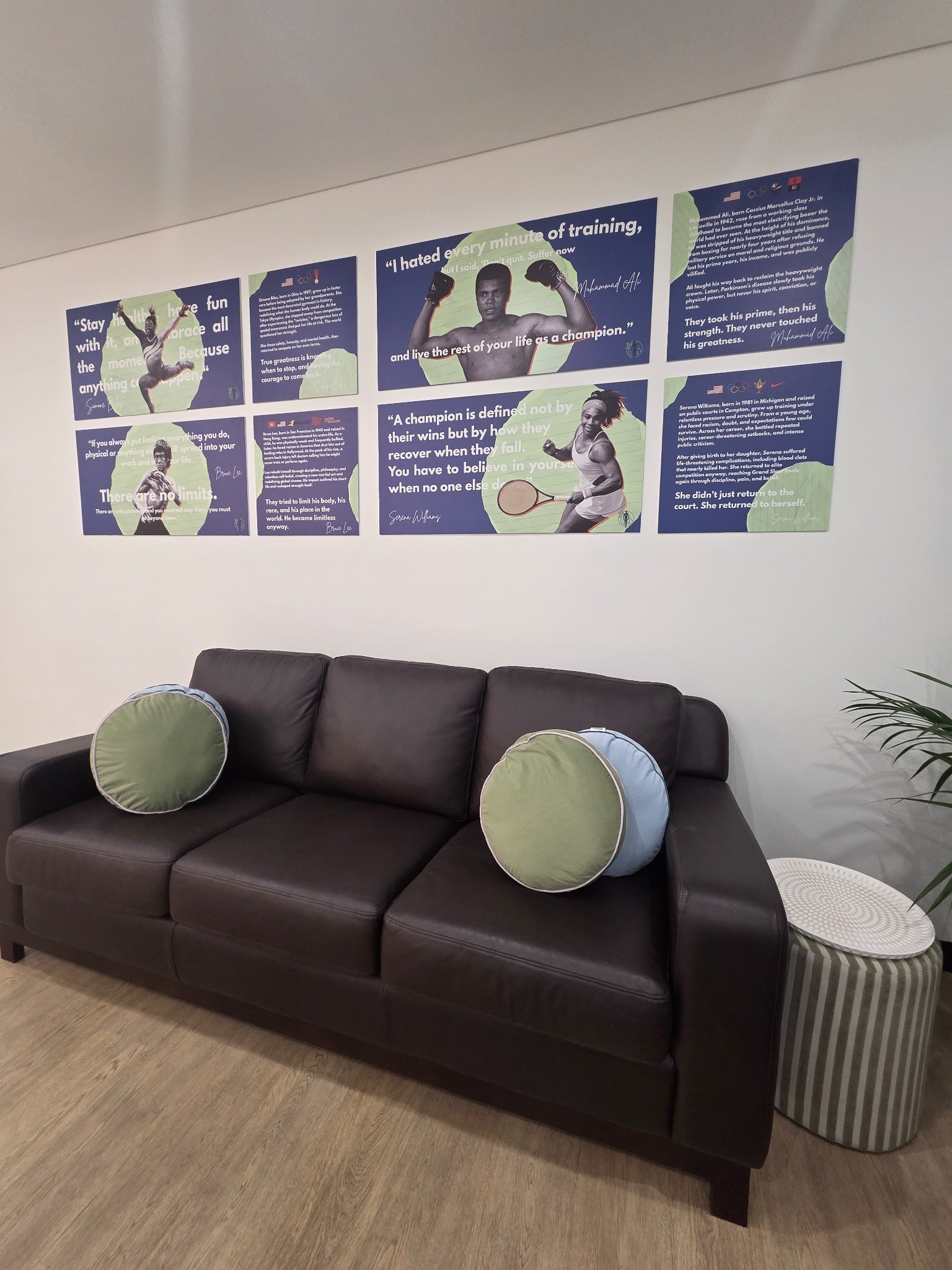 Motivational lounge with athlete posters at Nepean Advanced Rehab