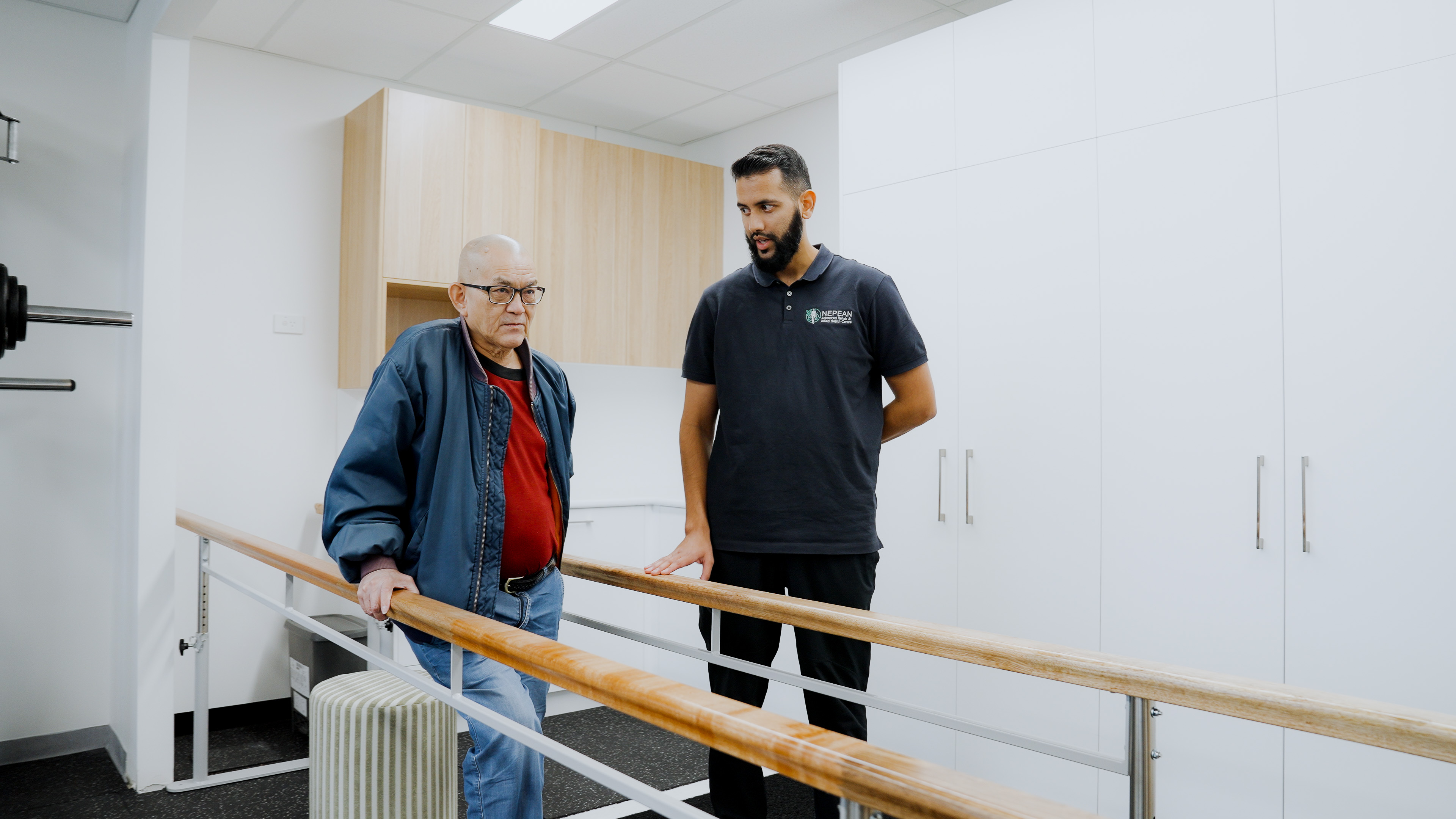 Parallel bars training for rehabilitation at Nepean Advanced Rehab