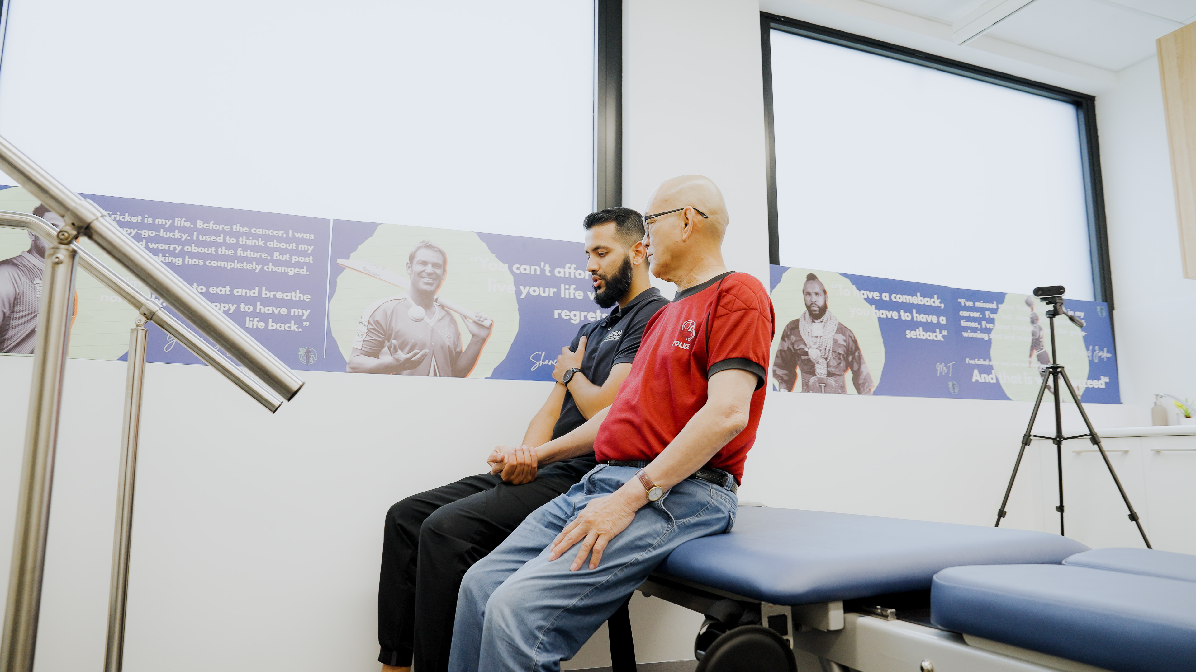 Physiotherapist consulting with patient at Nepean Advanced Rehab gym