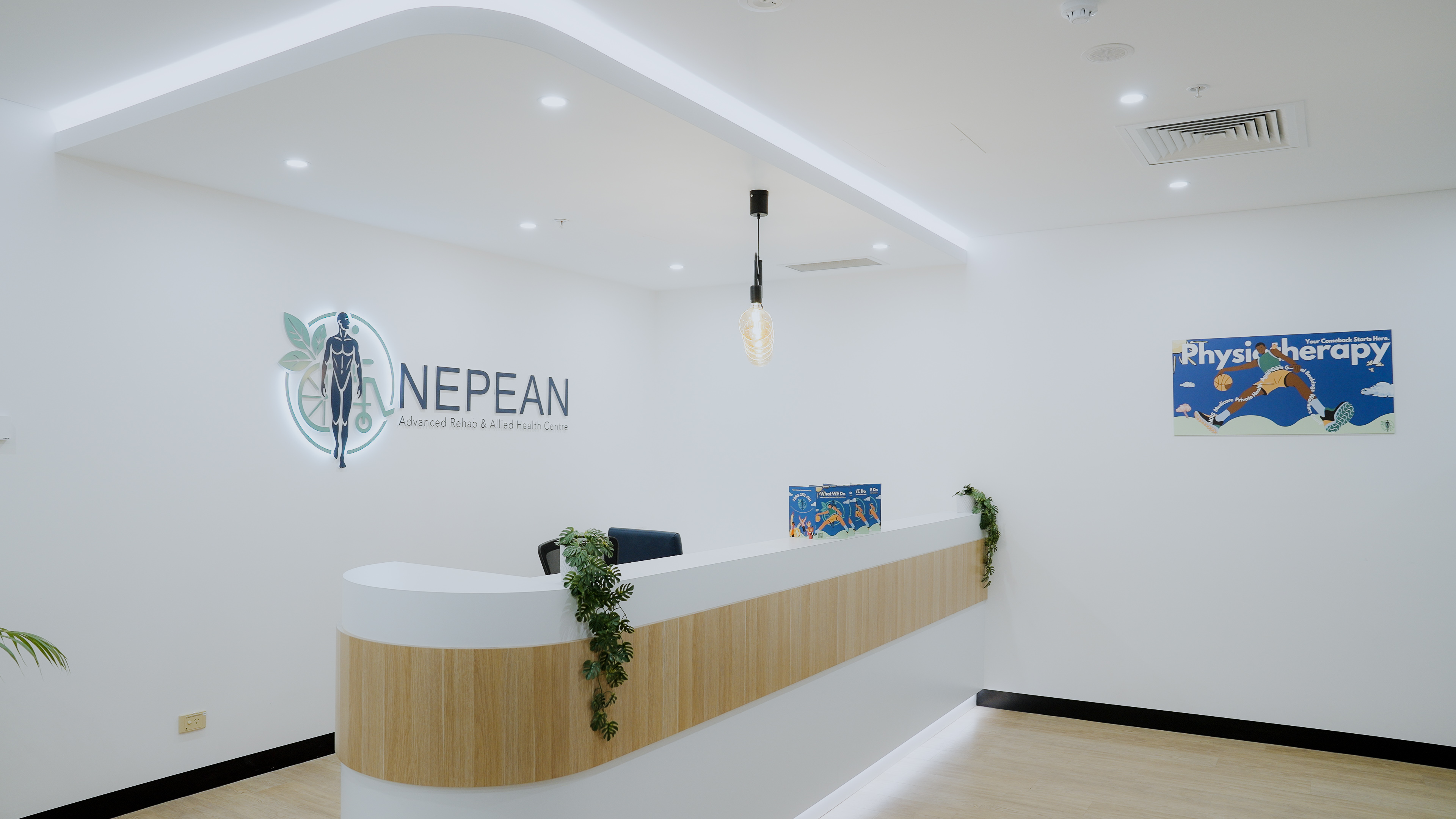 Physiotherapy reception branding at Nepean Advanced Rehab