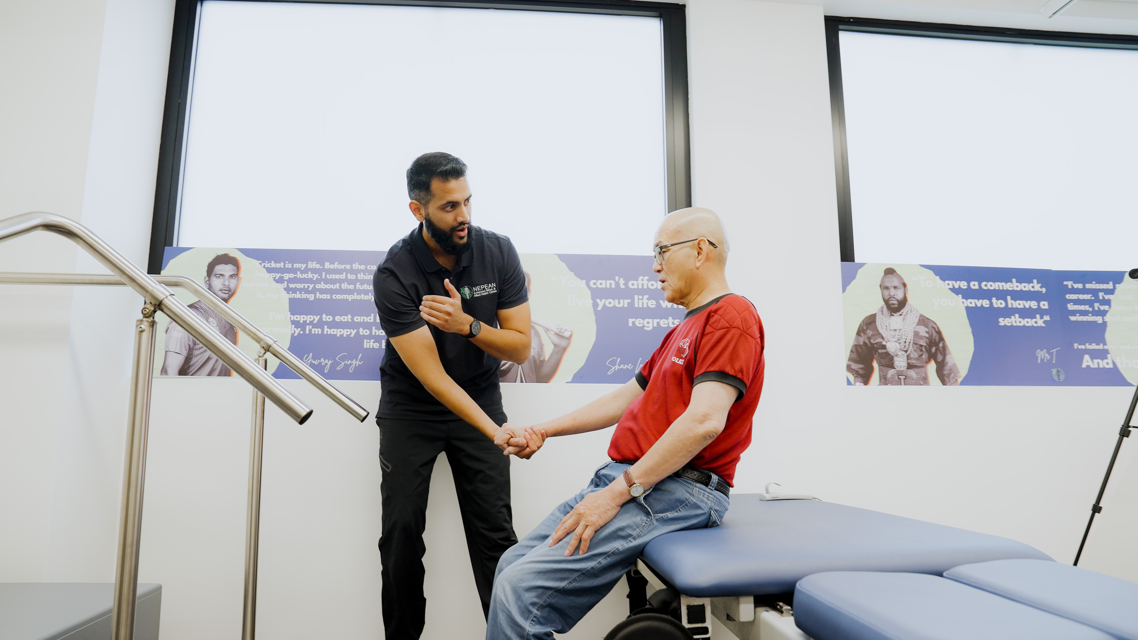 Recovery planning discussion with physiotherapist at Nepean Advanced Rehab