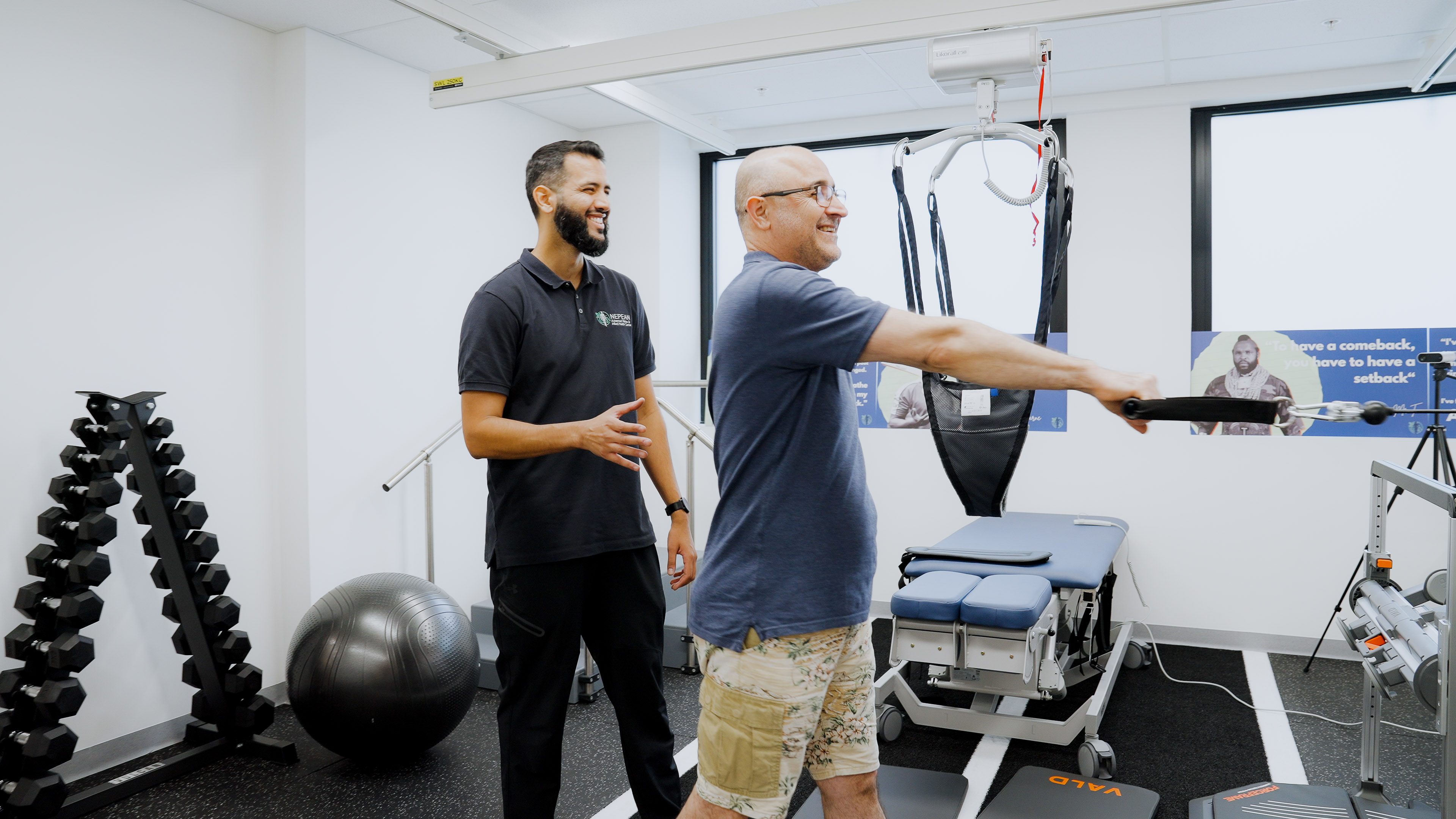 Therapist guided workout at Nepean Advanced Rehab